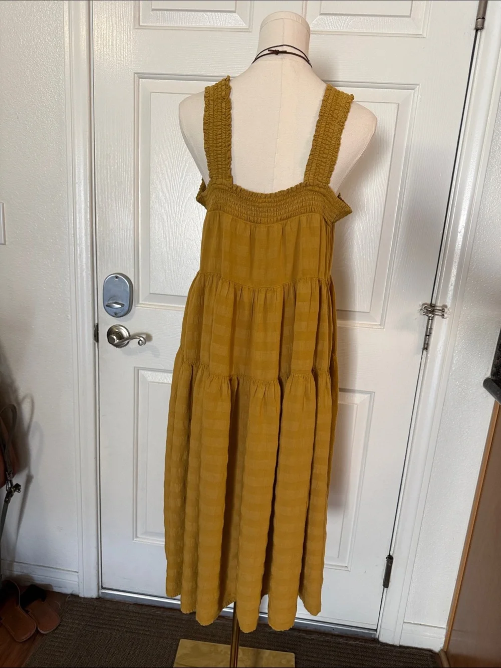 Old Navy Mustard Tiered Midi Sundress - Picture 3 of 4